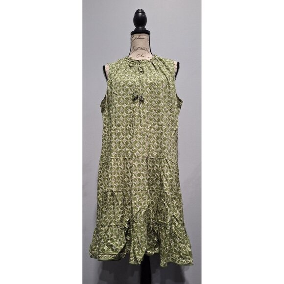 NEW Max Studio London Sleeveless Green & White Floral Dress / Sz. 1X - Picture 1 of 9